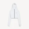 Beyaz renkli kadın techwear koza kesim kapüşonlu sweatshirt Beyaz renkli kadın techwear koza kesim kapüşonlu sweatshirt