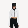Beyaz renkli kadın techwear koza kesim kapüşonlu sweatshirt Beyaz renkli kadın techwear koza kesim kapüşonlu sweatshirt