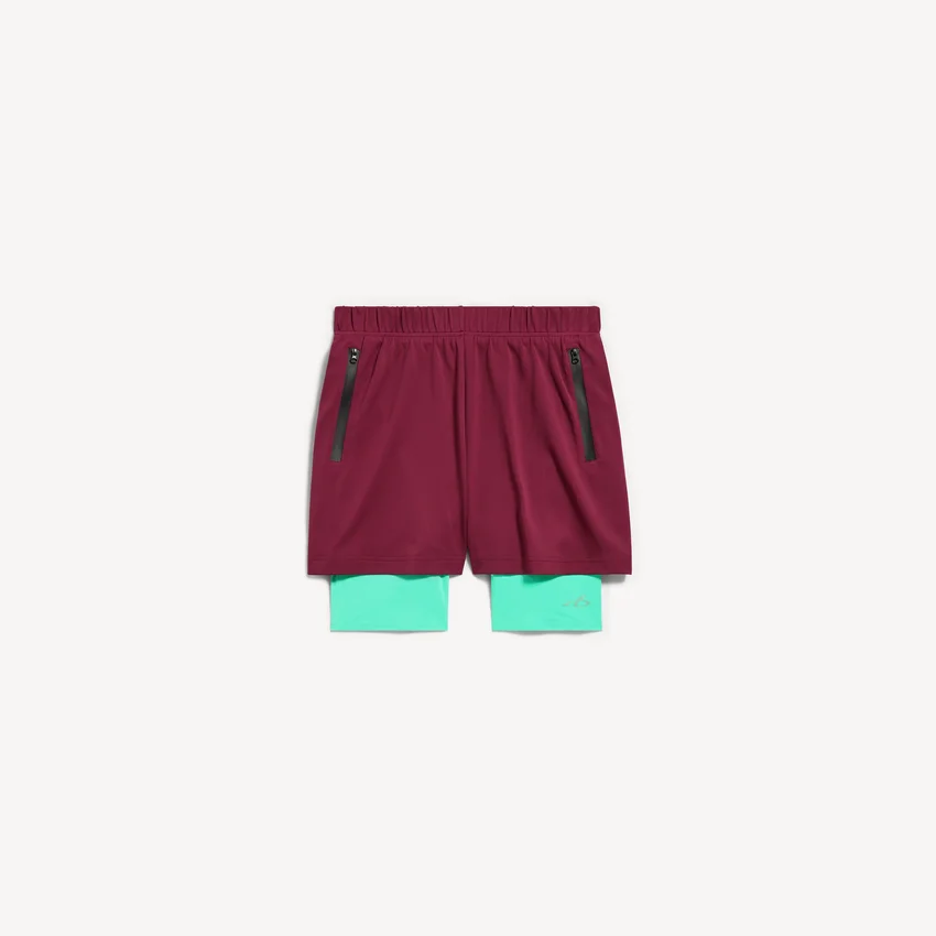 Bordo/aqua renkli erkek teknik giyim şortu Bordo/aqua renkli erkek teknik giyim şortu