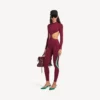 Bordo/aqua renkli kadın teknik giyim kesimli bodysuit Bordo/aqua renkli kadın teknik giyim kesimli bodysuit