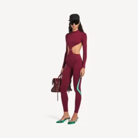 Bordo/aqua renkli kadın teknik giyim kesimli bodysuit