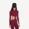 Bordo/aqua renkli kadın teknik giyim kesimli bodysuit Bordo/aqua renkli kadın teknik giyim kesimli bodysuit