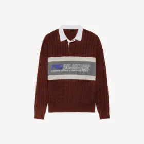 Bordo/çok renkli erkek sportif blok yamalı Polo Tişört
