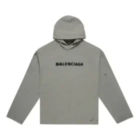 Bulanık Logolu Eskitme Kapüşonlu Sweatshirt “Gri” 661711TKVD68174