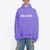 Caps Destroyed Kapüşonlu Sweatshirt “Mor” 659403TKVB63078