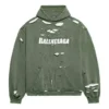 Caps Destroyed Kapüşonlu Sweatshirt “Yeşil” 659403TKVB63011