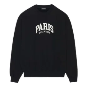 City Paris Bisiklet Yaka Sweatshirt “Siyah Beyaz” 676629TLVL81070
