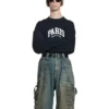 City Paris Bisiklet Yaka Sweatshirt “Siyah Beyaz” 676629TLVL81070