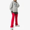 Crown Tek Renkli Alfabe Logolu Kapüşonlu Sweatshirt Gri 578132TGV681300