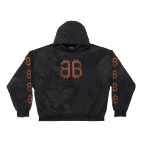 Crypto Kapüşonlu Sweatshirt Orta Kesim “Siyah Soluk” 742603TOVN71055