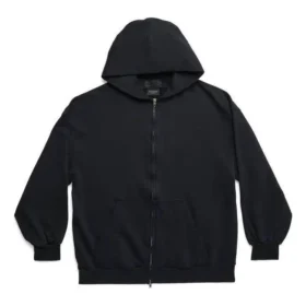 Dış Düğmeli Fermuarlı Kapüşonlu Kapüşonlu Sweatshirt, Dar Kesim “Siyah Soluk” 744454TOVF51055 Dış Düğmeli Fermuarlı Kapüşonlu Kapüşonlu Sweatshirt, Dar Kesim “Siyah Soluk” 744454TOVF51055