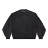Delikli Yuvarlak Sweatshirt Oversized “Black Faded” 762718TPVD91055
