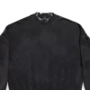 Delikli Yuvarlak Sweatshirt Oversized “Black Faded” 762718TPVD91055