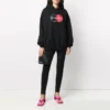 Desenli Bol Kesim Kapüşonlu Spor Sweatshirt Siyah 620947TIV801000