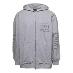 Desenli Fermuarlı Kapüşonlu Sweatshirt Dar Kesim “Gri” 744454TOVN41167 Desenli Fermuarlı Kapüşonlu Sweatshirt Dar Kesim “Gri” 744454TOVN41167