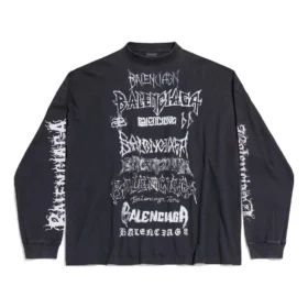 Diy Metal Uzun Kollu Orta Kesim Tişört “Black White” 699191TPVO31569