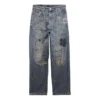 Doodle Desenli Düz Kesim Denim Pantolonlar “Mavi” 746986TOW664036
