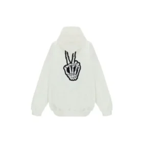 Drip Peace Kapüşonlu Sweatshirt Geniş Kesim “Beyaz” 651799TKVA2863932