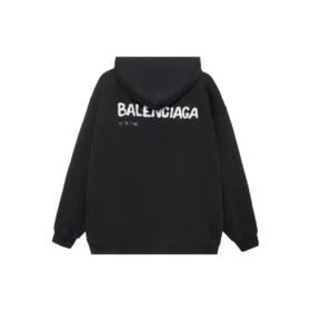 El Çizimi Balenciaga Kapüşonlu Sweatshirt Orta Kesim “Siyah” 600583TOVO61070 El Çizimi Balenciaga Kapüşonlu Sweatshirt Orta Kesim “Siyah” 600583TOVO61070