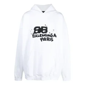 El Çizimi BB Icon Kapüşonlu Sweatshirt Geniş Kesim “Beyaz” 620973TNVQ19040
