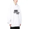 El Çizimi BB Icon Kapüşonlu Sweatshirt Geniş Kesim “Beyaz” 620973TNVQ19040