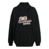 El Çizimi BB Icon Kapüşonlu Sweatshirt Geniş Kesim “Siyah” 620973TNVQ11059