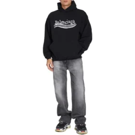 El Çizimi Political Campaign Kapüşonlu Sweatshirt “Siyah” 739024TNVE91197 El Çizimi Political Campaign Kapüşonlu Sweatshirt “Siyah” 739024TNVE91197