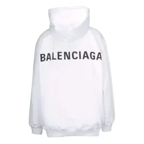 Erkek Balenciaga Back Alphabet Kapüşonlu Uzun Kollu Beyaz 556113TAV379000