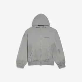 Erkek Balenciaga Back normal kesim fermuarlı kapüşonlu Kapüşonlular, Balenciaga grisi