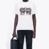 Erkek Balenciaga Bantlı Portre Baskılı Logo Retro Kısa Kollu Beyaz 612966TIV479000