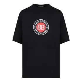 Erkek Balenciaga BLogo Baskılı Kısa Kollu Siyah 612966TJVD61000 Erkek Balenciaga BLogo Baskılı Kısa Kollu Siyah 612966TJVD61000