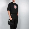 Erkek Balenciaga BLogo Baskılı Kısa Kollu Siyah 612966TJVD61000