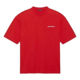 Erkek Balenciaga Büyük Logolu Retro Kısa Kollu Kırmızı 612966TIVG56540 Erkek Balenciaga Büyük Logolu Retro Kısa Kollu Kırmızı 612966TIVG56540
