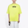 Erkek Balenciaga Crew Alfabe Baskılı Kısa Kollu Floresan Yeşil 620969TIVG97072