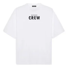 Erkek Balenciaga Crew Alfabe Desenli Kısa Kollu Beyaz 620969TIV749040 Erkek Balenciaga Crew Alfabe Desenli Kısa Kollu Beyaz 620969TIV749040