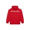 Erkek Balenciaga FW21 Bol Kesim Logolu Kapüşonlu Uzun Kollu Kırmızı 600583TIV846540