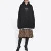 Erkek Balenciaga FW21 Boxy Loose Kapüşonlu Uzun Kollu Siyah 651799TJV910107
