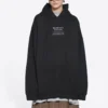 Erkek Balenciaga FW21 Boxy Loose Kapüşonlu Uzun Kollu Siyah 651799TJV910107
