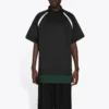 Erkek Balenciaga FW21 Günlük Çift Katmanlı Spor Kısa Kollu Polo Tişört Siyah 661507TKVA51042