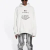 Erkek Balenciaga FW21 Hi My Name Is Alfabe Desenli Uzun Kollu Beyaz 651799TKVF29081