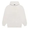Erkek Balenciaga FW21 Logo Alfabe Baskılı Kapüşonlu Uzun Kollu Krem Beyazı 570811TIV552970