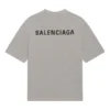 Erkek Balenciaga FW21 Logo Baskılı Retro Kısa Kollu Gri 612966TIVG51167