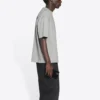 Erkek Balenciaga FW21 Logo Baskılı Retro Kısa Kollu Gri 612966TIVG51167