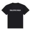 Erkek Balenciaga FW21 Logo Baskılı Retro Kısa Kollu Siyah 612966TIVG51070