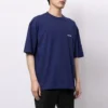 Erkek Balenciaga FW21 Logo Yuvarlak Yaka Kazak Kısa Kollu Mavi 612966TIVG53967