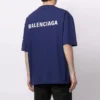 Erkek Balenciaga FW21 Logo Yuvarlak Yaka Kazak Kısa Kollu Mavi 612966TIVG53967