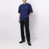 Erkek Balenciaga FW21 Logo Yuvarlak Yaka Kazak Kısa Kollu Mavi 612966TIVG53967