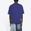 Erkek Balenciaga FW21 Retro Örgü Kısa Kollu Lacivert 612966TKVD33967