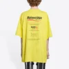 Erkek Balenciaga Kuru Temizleme Boxy Logo Baskılı Bol Kesim Kısa Kollu Sarı 651795TKVF87175
