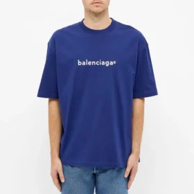 Erkek Balenciaga Logo Alphabet Kısa Kollu Mavi 612966TIV541195 Erkek Balenciaga Logo Alphabet Kısa Kollu Mavi 612966TIV541195